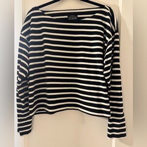 J. Crew Black and White Striped Long Sleeve Top